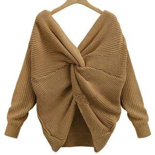 V-neck Knot-detail Sweater