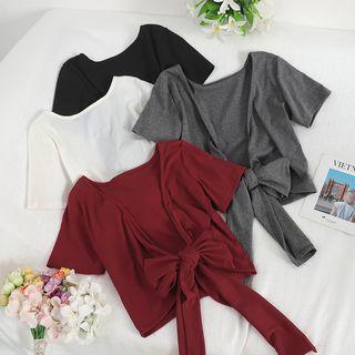 Open-back Bow Short-sleeve Top