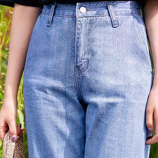 Mid-rise Washed Wide-leg Jeans