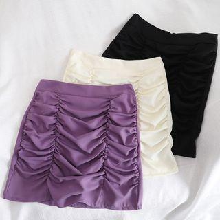 Plain High Waist Drawstring Skirt