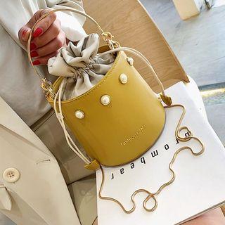 Faux Pearl Letter Bucket Bag