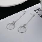Rhinestone Loop Drop Earring 1 Pair - With Earplug - Silver - One Size