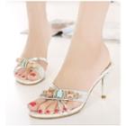Embellished Slide High-heel Sandals