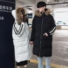 Couple Matching Striped Hooded Padded Coat