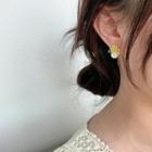 Rhinestone Flower Faux Pearl Earring 1 Pair - As Shown In Figure - One Size