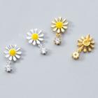 925 Sterling Silver Rhinestone Daisy Dangle Earring