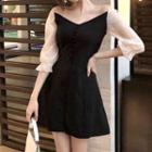 Mock Two Piece V-neck Dress