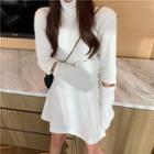 Long-sleeve Turtle-neck Cutout T-shirt Dress