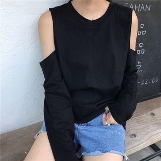 Long-sleeve Cutout Shoulder Top