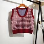 U-neck Check Knit Vest