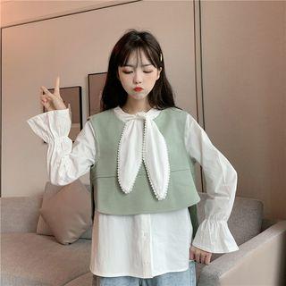 Tie-neck Shirt / Dip-back Vest