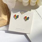 Rainbow Alloy Heart Earring 1 Pair - Rainbow - One Size