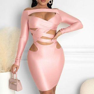 Long-sleeve Cut-out Sheath Dress