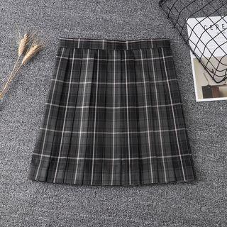 Plaid Pleated A-line Skirt / Tie (various Designs)
