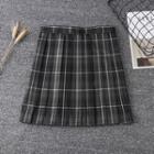 Plaid Pleated A-line Skirt / Tie (various Designs)