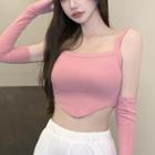 Crop Camisole Top / Oversleeves / High Waist Straight Leg Pants / Set