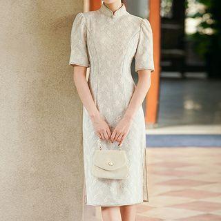 Short-sleeve Lace Sheath Qipao