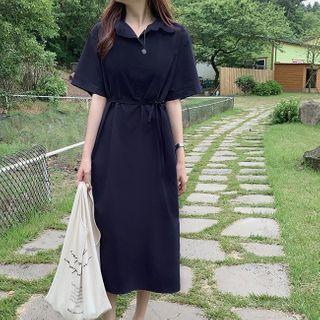 Short-sleeve Midi Shift Shirtdress