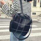 Plaid Faux Leather Square Backpack