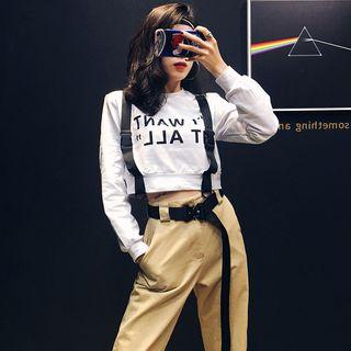 Lettering Crop Top With Suspender