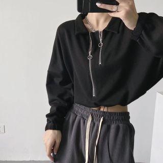Double Zip Collared Sweatshirt