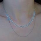 Faux Crystal Layered Alloy Necklace Silver - One Size