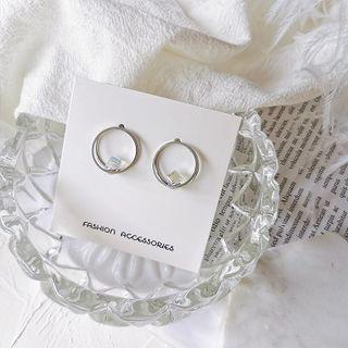 Hoop Ear Stud 1 Pair - Stud Earring - One Size