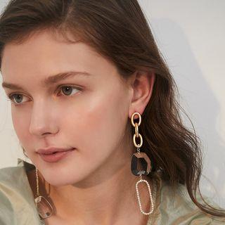 Non-matching Rhinestone Alloy Dangle Earring