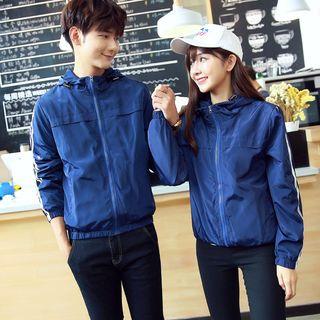 Print Couple Matching Hooded Windbreaker