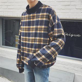 Long-sleeve Plaid Sweatshirt