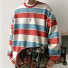 Multicolor Wide-stripe Round Neck Pullover