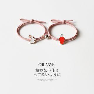 Set Of 2 : Rabbit Hair Tie + Carrot Hair Tie 2 - Set Of 2 - Pink - One Size