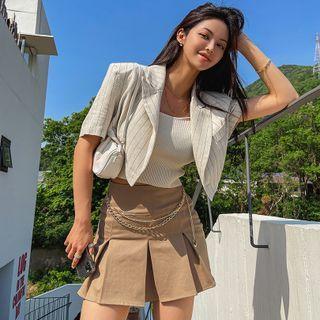 Short-sleeve Stripe Cropped Blazer