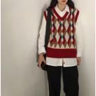 Check Knit Vest As Shown In Figure - One Size