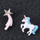 Non-matching Alloy Unicorn & Shooting Star Earring As Shown In Figure - One Size