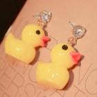 Yellow Bathing Duck Rhinestone Ear Stud