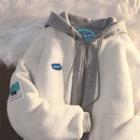Long-sleeve Mock Two-piece Fleece Hooded Jacket