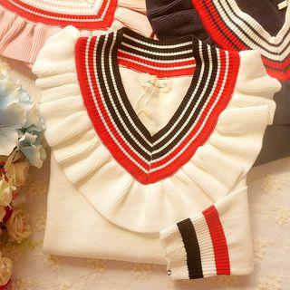 V-neck Stripe-detail Sweater