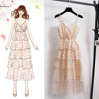 Dotted Ruffle Layered Sundress