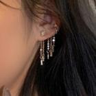 Rhinestone Fringed Earring 1 Pair - Rhinestone Fringed Earring - Gold - One Size