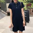 Plain Short-sleeve Polo Shirt Dress