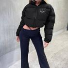 Lettering Cropped Padded Coat