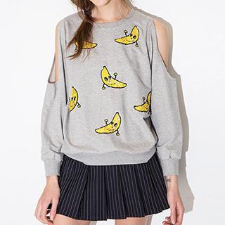 Banana Print Cut Out Pullover