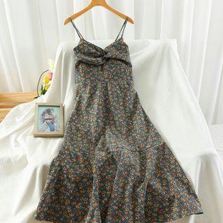 Floral Print Corduroy Midi Dress