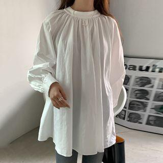 Puff-sleeve Oversized Blouse White - One Size
