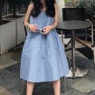 Plain Strappy A-line Midi Dress