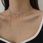 Layered Butterfly Chain Choker Silver - One Size