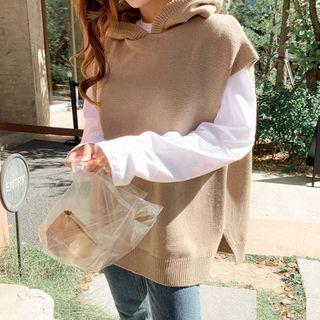 Plus Size Hooded Boxy Knit Vest