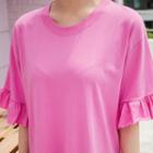 Short-sleeve Flounced Cotton Dress