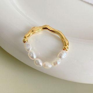 Freshwater Pearl Alloy Ring 16k Gold - Pearl - White - One Size